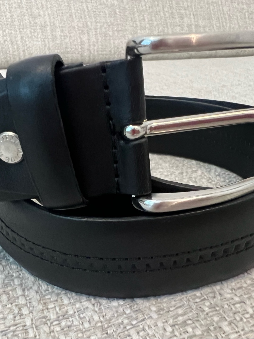 LKNW OfficinArtigiana Men’s Black Genuine Leather Belt Made in Italy Size 32